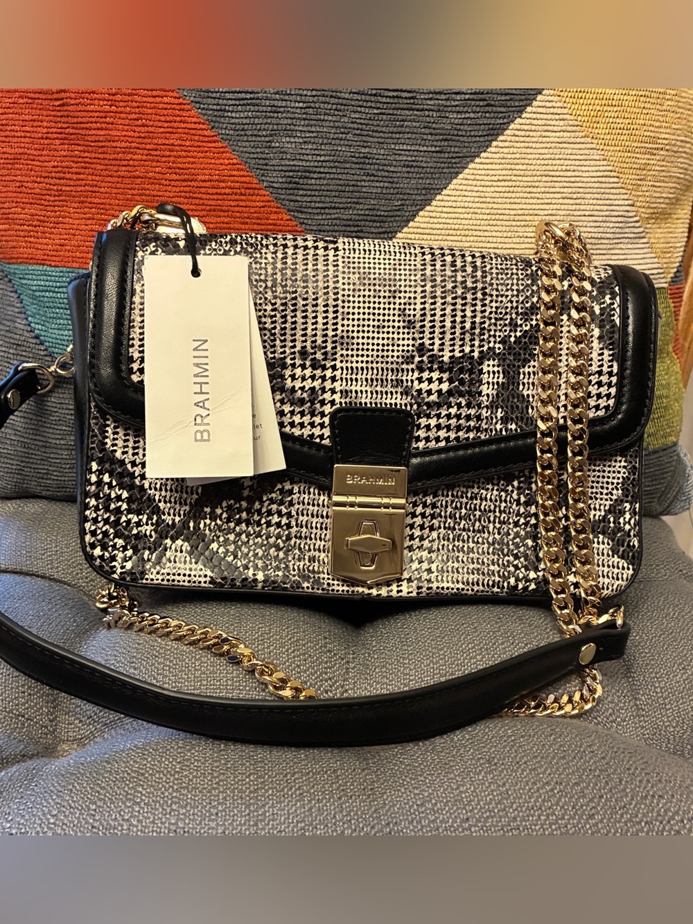 BRAHMIN  Rosa Black Spark Crossbody NWT, COA, and Dust Bag